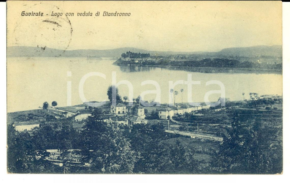 Cartolina originale da collezione 1930 GAVIRATE VA Lago con veduta di BIANDRONNO Cartolina postale FP VG 1