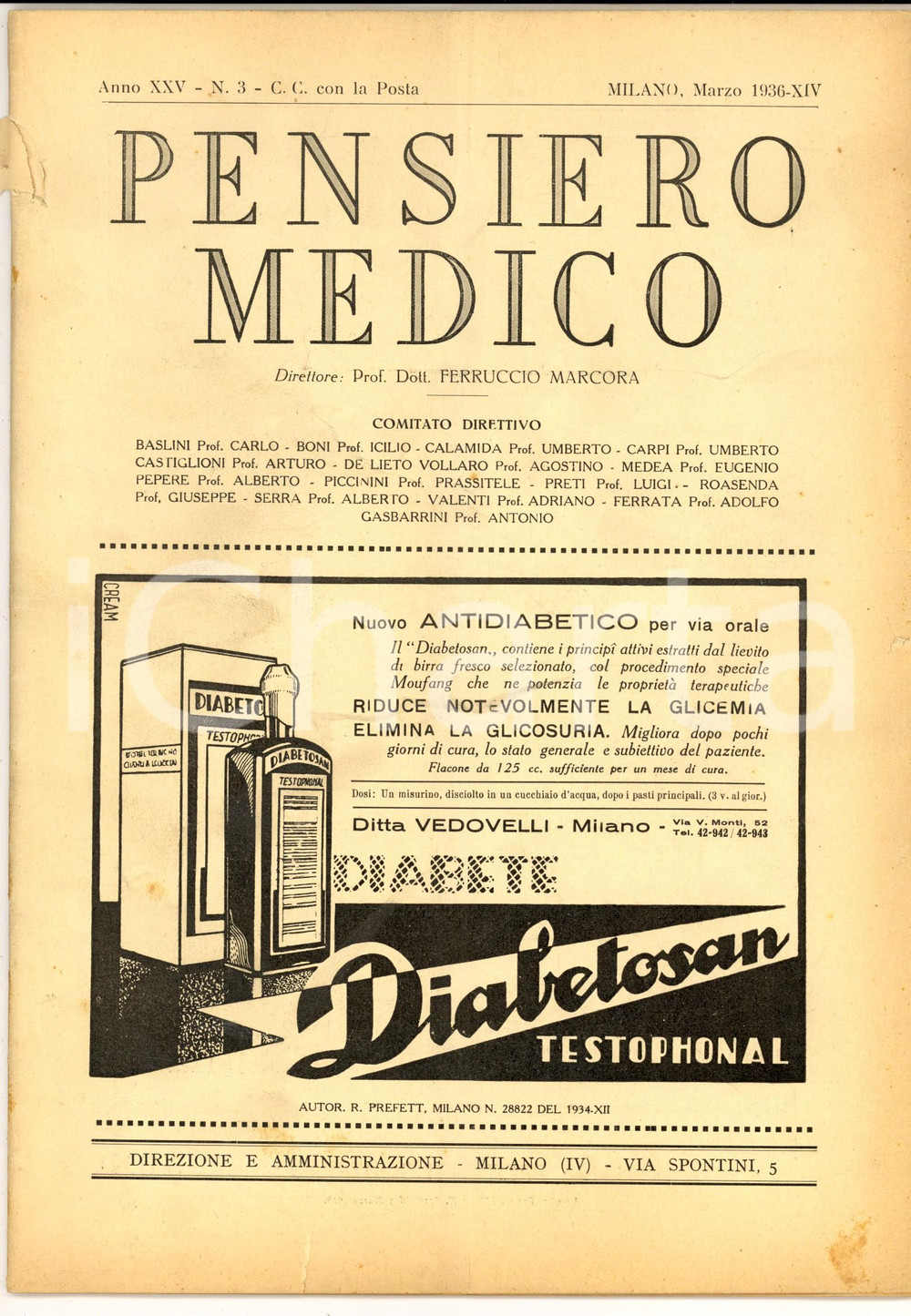 Giornale, rivista storica 1936 PENSIERO MEDICO Studio dei versamenti pleurici Rivista anno XXV n° 3 1