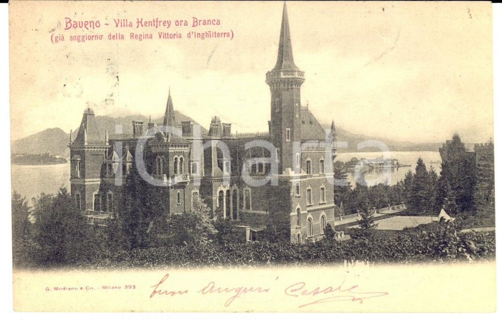 Cartolina originale da collezione 1902 BAVENO VB Villa HENFREY ora BRANCA Cartolina postale  FP VG 1