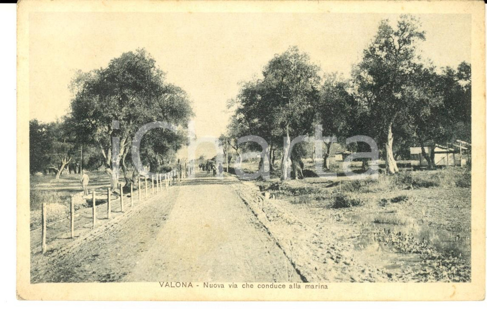 Cartolina originale da collezione 1930 ca VALONA ALBANIA Nuova via che conduce alla marina Cartolina FP NV 1