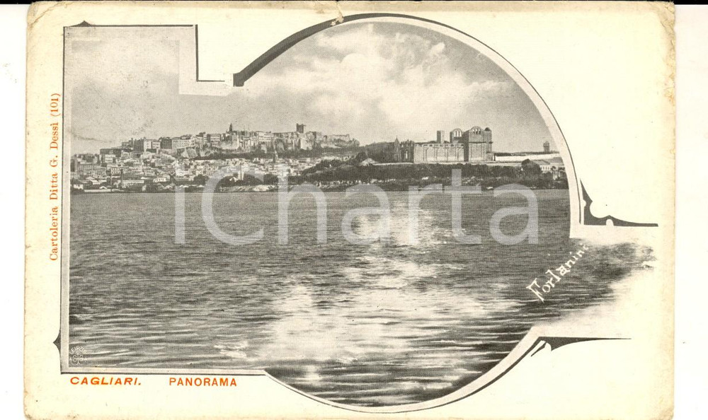 Cartolina originale da collezione 1910 CAGLIARI Panorama dal mare Cartolina illustrata FORLANINI FP VG 1