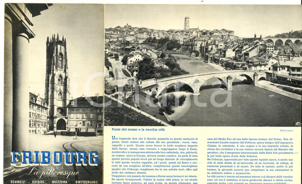 Materiale pubblicitario d’epoca 1950 ca SUISSE FRIBOURG La pittoresque Brochure TOURISME VINTAGE ILLUSTREE 1