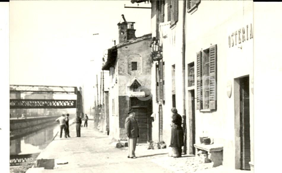 Fotografia d epoca originale 1950 SAN CRISTOFORO SUL NAVIGLIO Veduta con osteria Foto ARTISTICA 12x7 1