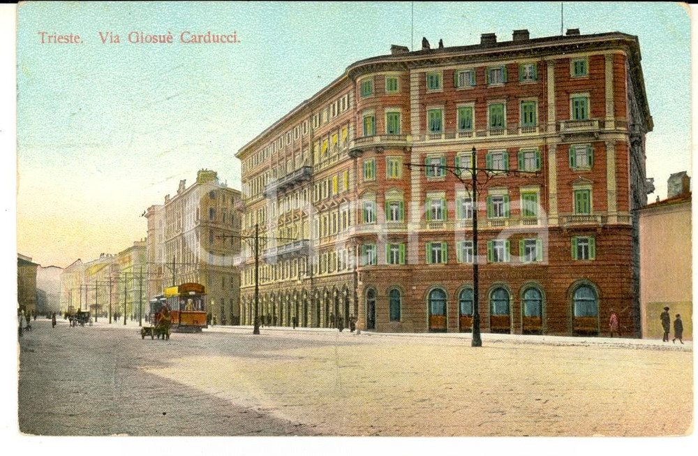 Cartolina originale da collezione 1910 ca TRIESTE Via Giosué Carducci Cartolina ad Aldo LUZZATTO FP VG 1