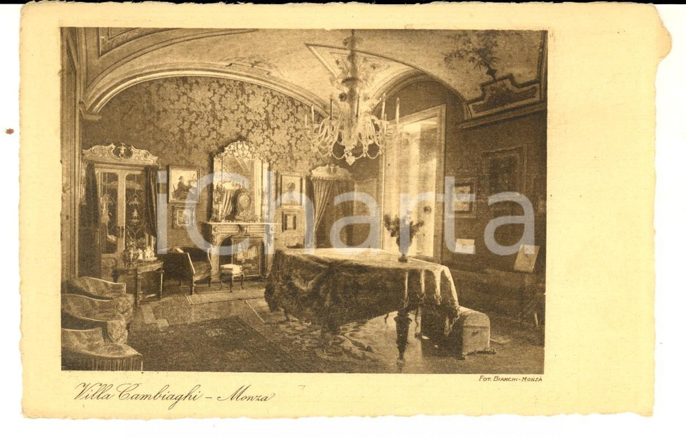 Cartolina originale da collezione 1930 ca MONZA Una sala di VILLA CAMBIAGHI Cartolina postale FP NV 1