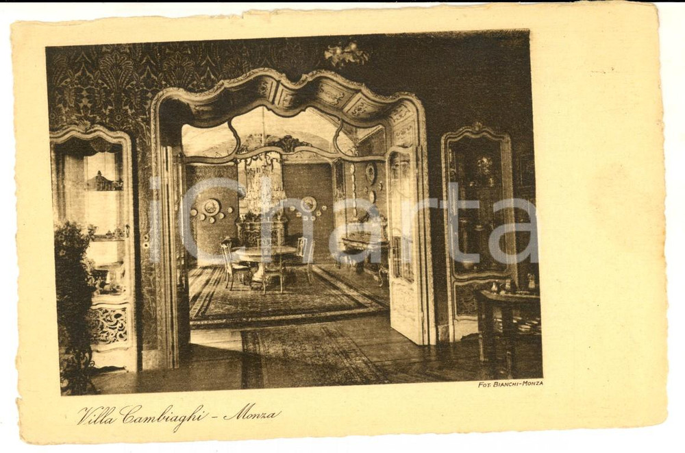 Cartolina originale da collezione 1930 ca MONZA Una salotto di VILLA CAMBIAGHI Cartolina postale FP NV 1