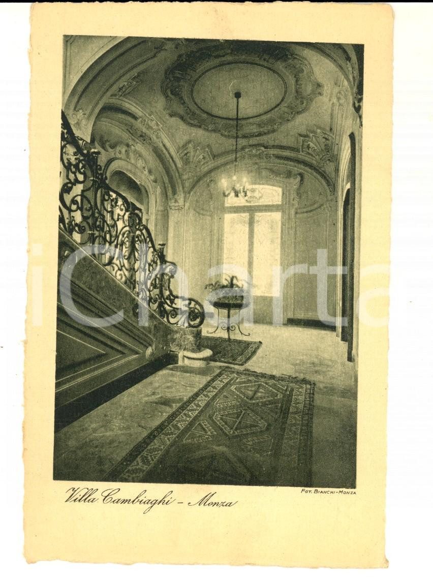 Cartolina originale da collezione 1930 ca MONZA Atrio e scalone di VILLA CAMBIAGHI Cartolina postale FP NV 1