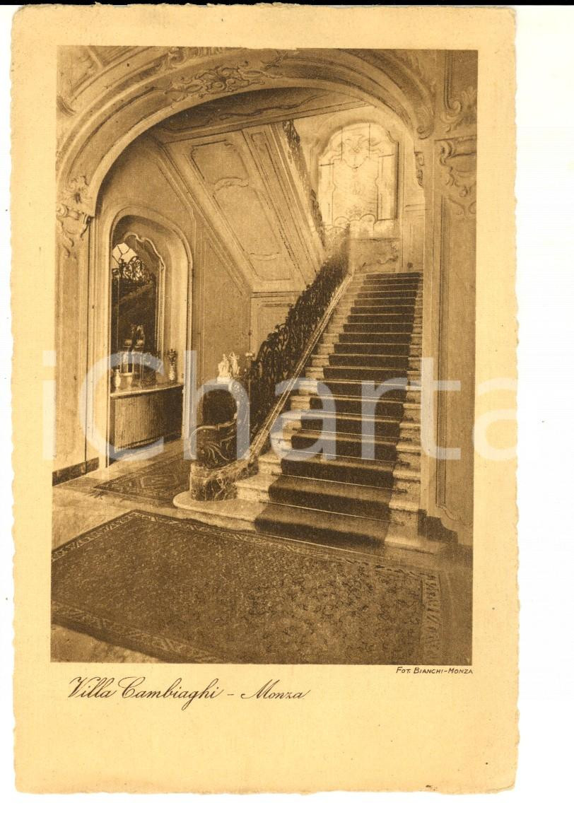 Cartolina originale da collezione 1930 ca MONZA VILLA CAMBIAGHI  Uno scalone  Cartolina postale FP NV 1