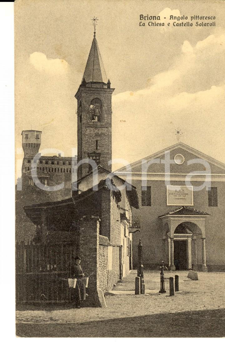 Cartolina originale da collezione 1933 BRIONA NO Chiesa e castello SOLAROLI Cartolina postale FP VG 1