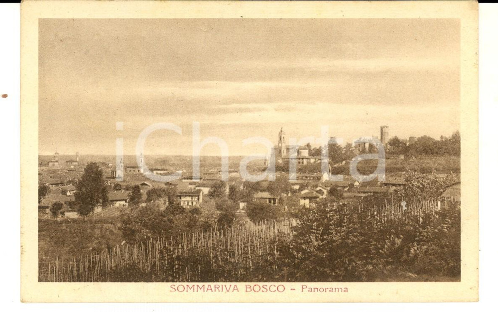 Cartolina originale da collezione 1931 SOMMARIVA BOSCO CN Panorama del paese Cartolina postale FP VG 1