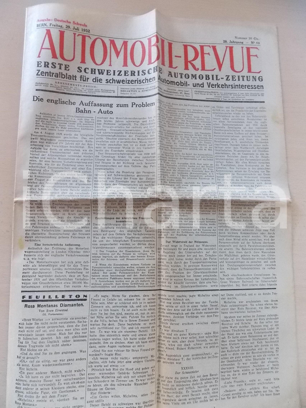 Giornale, rivista storica 1932 AUTOMOBILREVUE Die englische Auffassung zum Problem BahnAuto n° 63 1