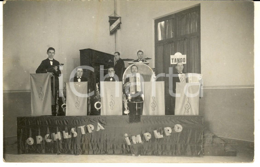 Fotografia d epoca originale 1940 ca PONDERANO BI Orchestra IMPERO per dopolavoro Foto LAMPO BIELLA 1