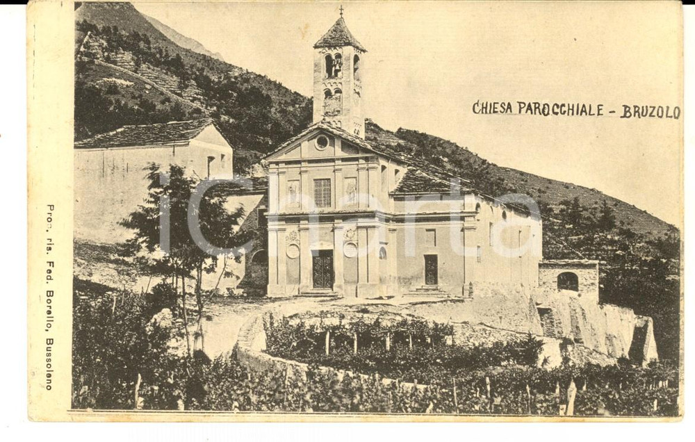 Cartolina originale da collezione 1916 BRUZOLO TO Veduta della chiesa parrocchiale Cartolina postale FP 1