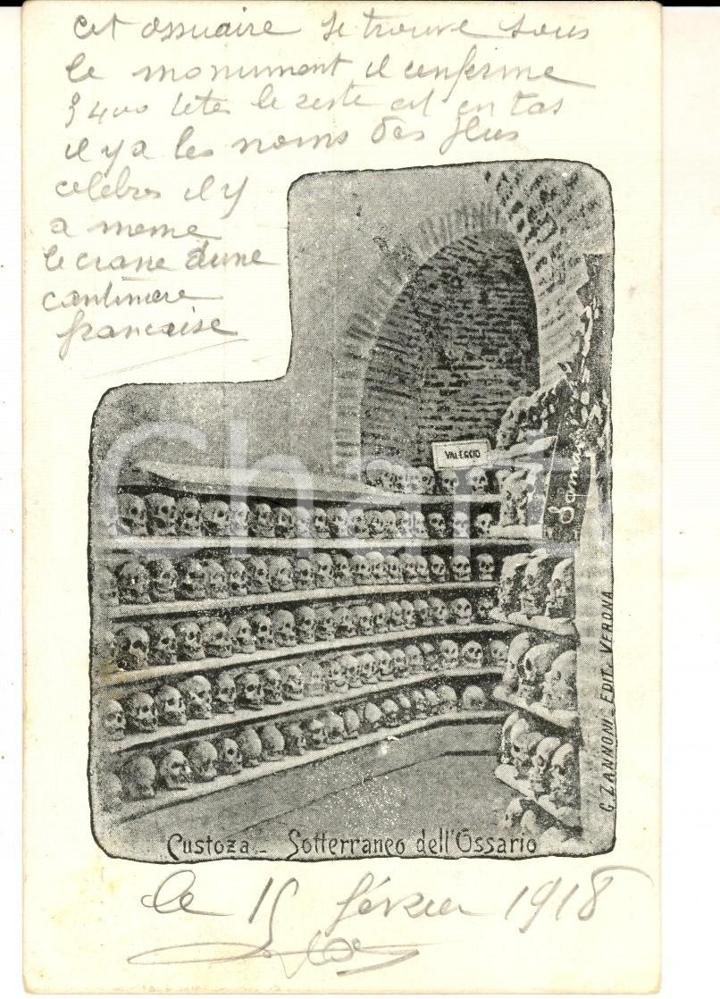 Cartolina originale da collezione 1918 CUSTOZA VR Sotterraneo dell ossario Cartolina postale ILLUSTRATA ZANNONI 1
