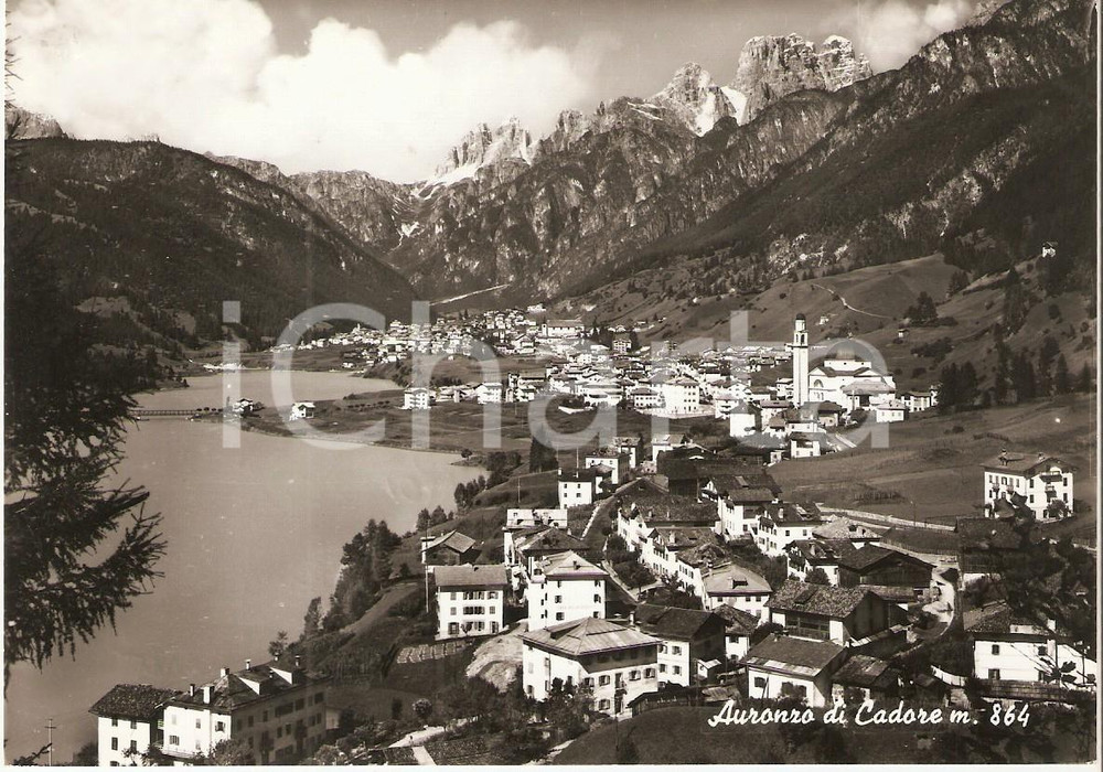 Cartolina originale da collezione 1960 AURONZO DI CADORE BL Panorama del paese Cartolina FG VG 1