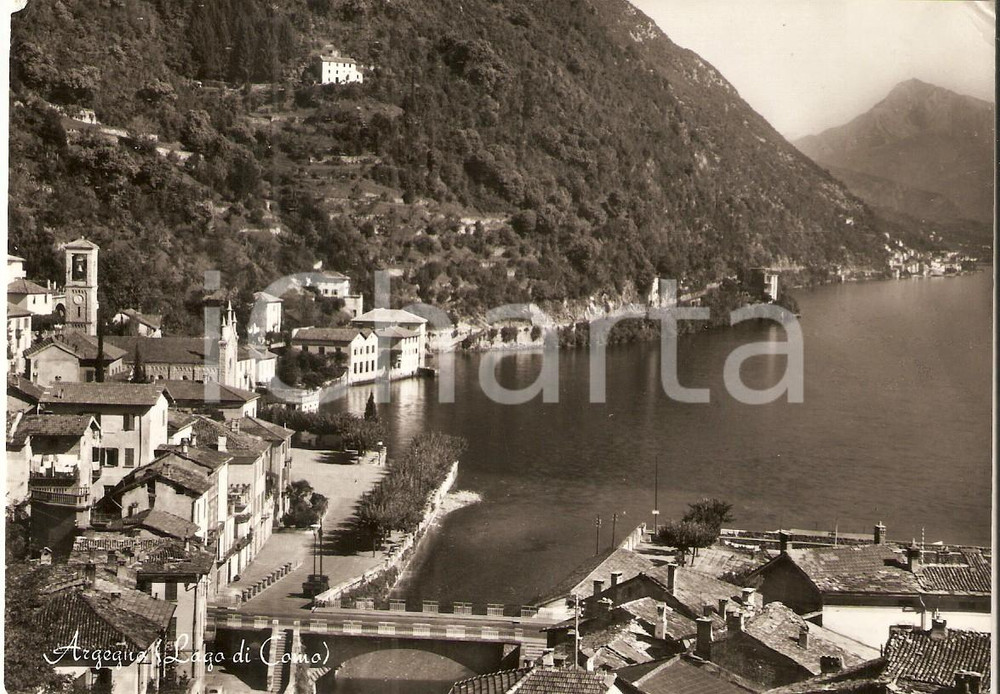 Cartolina originale da collezione 1957 ARGEGNO CO Panorama con Lago di Como Cartolina FG VG 1