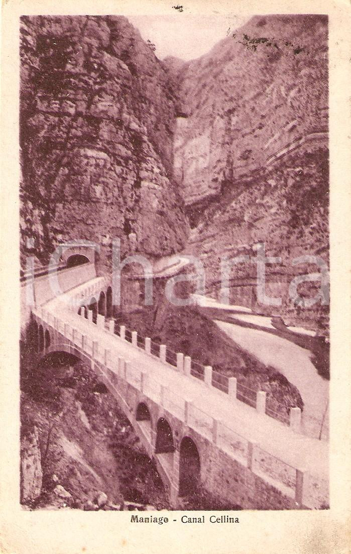 Cartolina originale da collezione 1927 MANIAGO PN Panorama con CANAL CELLINA Cartolina FP VG 1