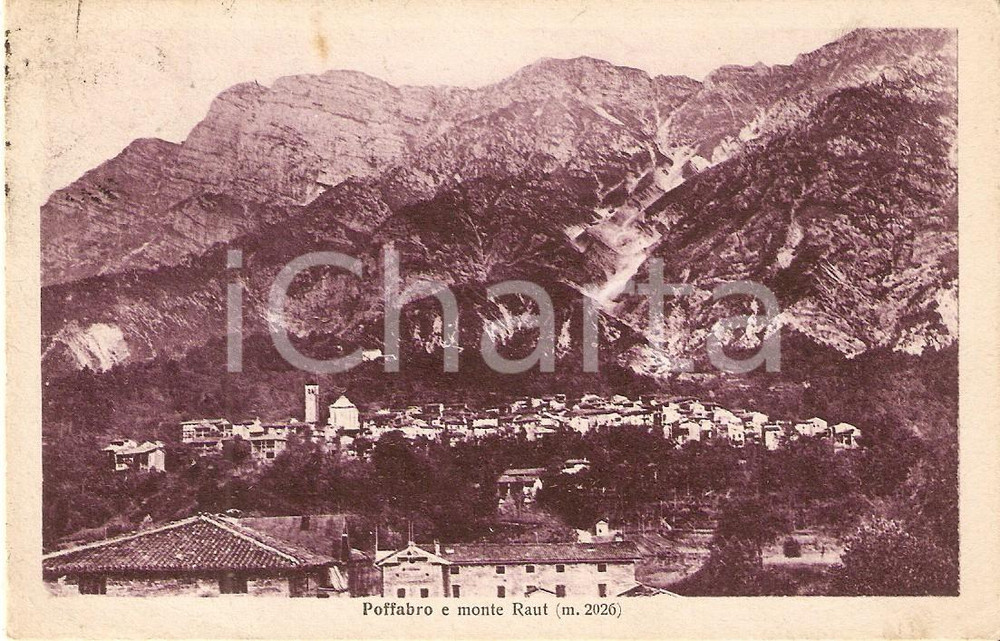 Cartolina originale da collezione 1927 FRISANCO PN Frazione POFFABRO e Monte Raut Cartolina FP VG 1