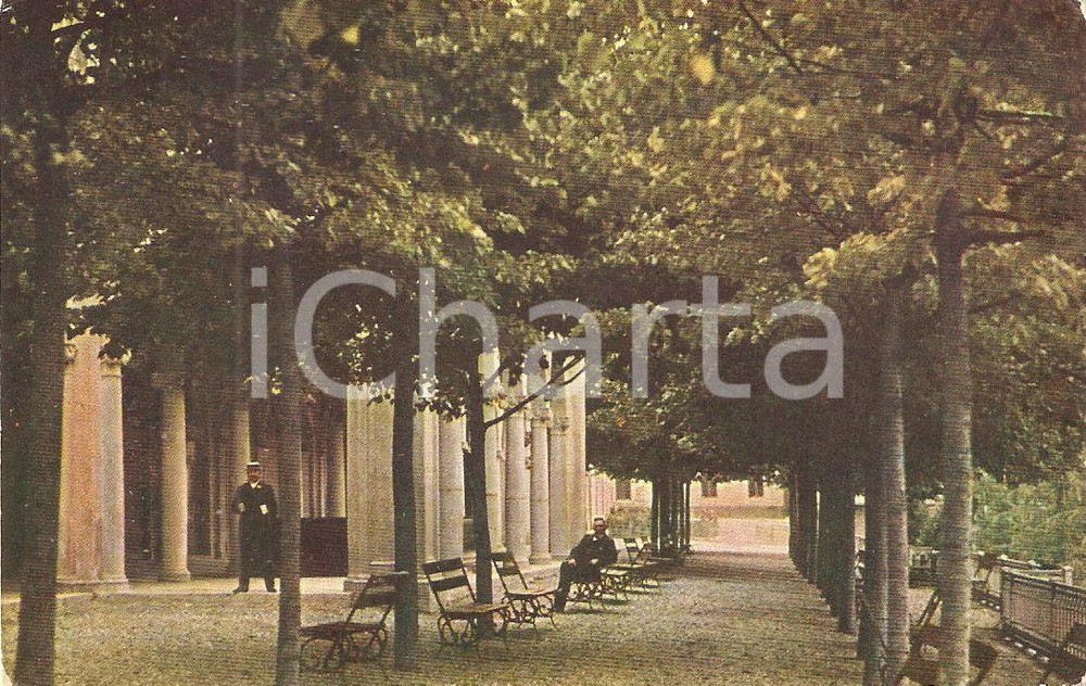 Cartolina originale da collezione 1917 SAN PELLEGRINO TERME Viale dei tigli Porticato della Fonte Cartolina FG VG 1