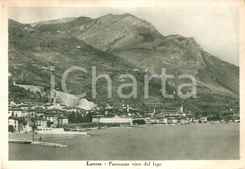 Cartolina originale da collezione 1950 ca LOVERE BS Panorama visto dal LAGO D ISEO Cartolina FG VG 1
