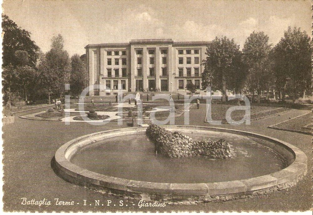 Cartolina originale da collezione 1960 BATTAGLIA TERME PD Colonia INPS Giardino ANIMATA Cartolina FG VG 1