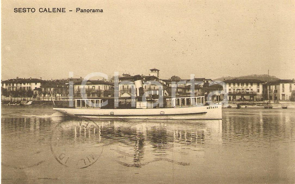 Cartolina originale da collezione 1915 SESTO CALENDE VA Battello NOVARA lungo il TICINO Cartolina FP VG 1