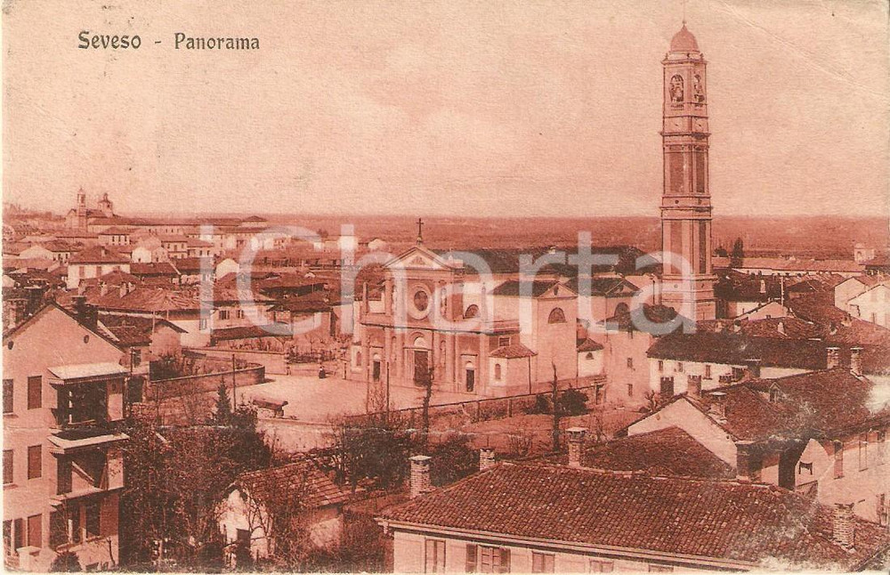 Cartolina originale da collezione 1918 SEVESO MB Panorama della cittÃ  Cartolina DANNEGGIATA FP VG 1