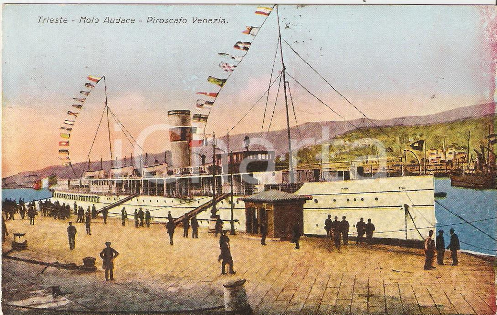 Cartolina originale da collezione 1928 TRIESTE Piroscafo Venezia al MOLO AUDACE Cartolina FP VG 1