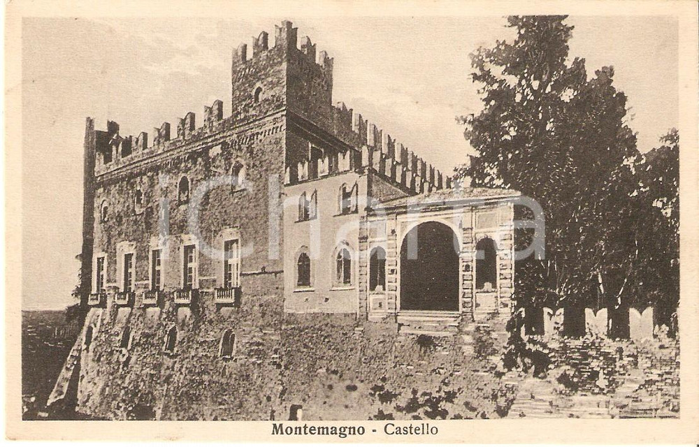Cartolina originale da collezione 1935 MONTEMAGNO AT Veduta del castello Cartolina FP VG 1