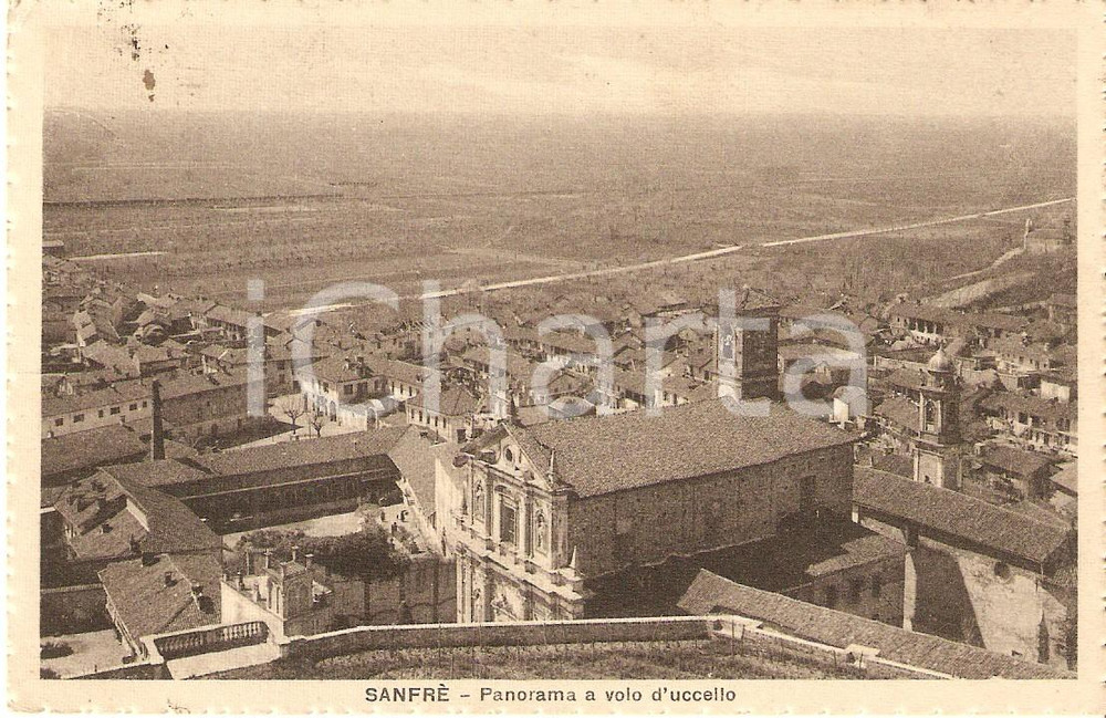Cartolina originale da collezione 1927 SANFRE  CN Panorama a volo d uccello Cartolina FP VG 1