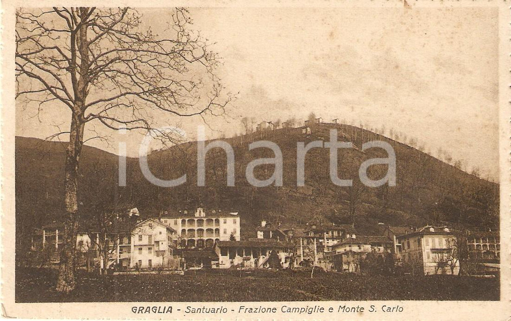 Cartolina originale da collezione 1930 ca GRAGLIA BI Frazione CAMPIGLIE e Santuario Cartolina FP VG 1