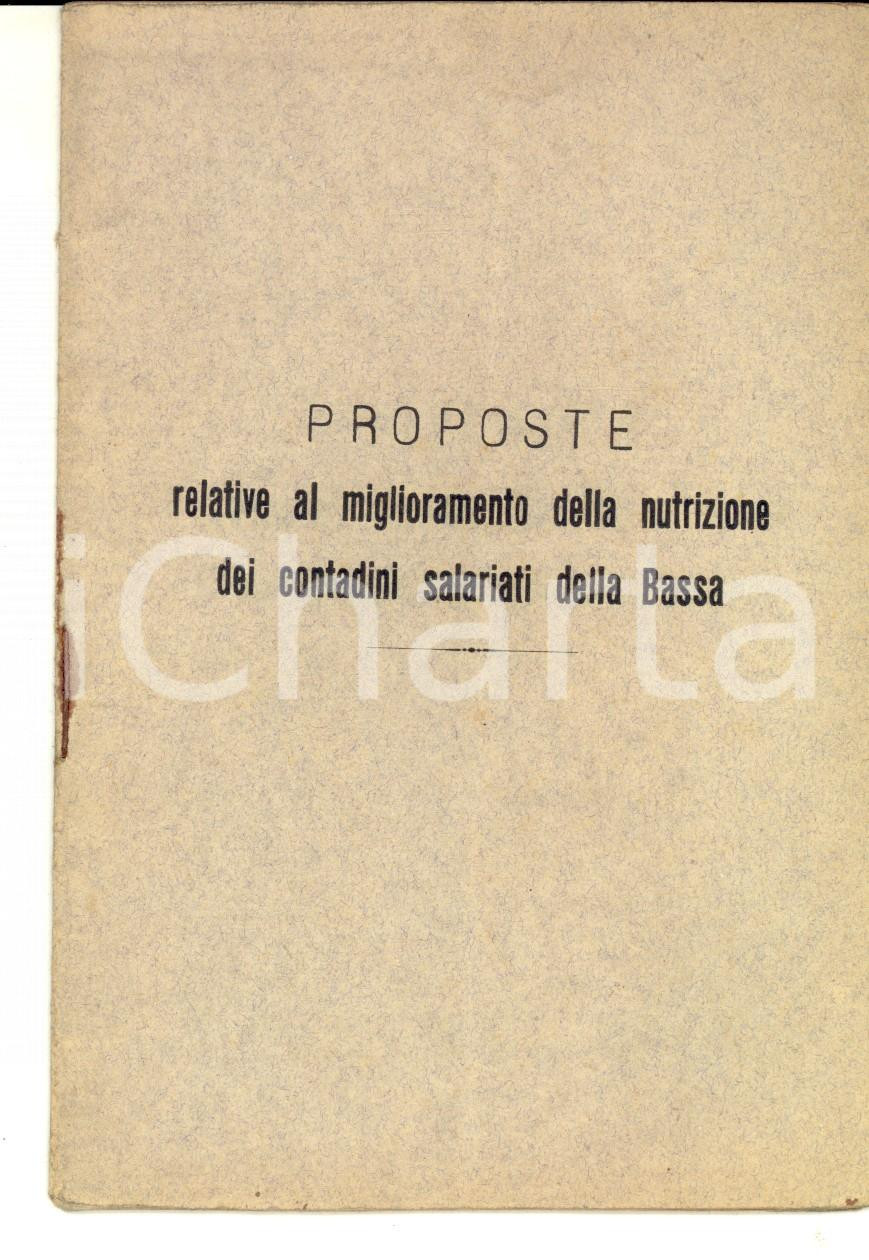 Libro, pubblicazione d epoca 1908 A. RIBONI Miglioramento nutrizione dei contadini salariati della Bassa 2 1