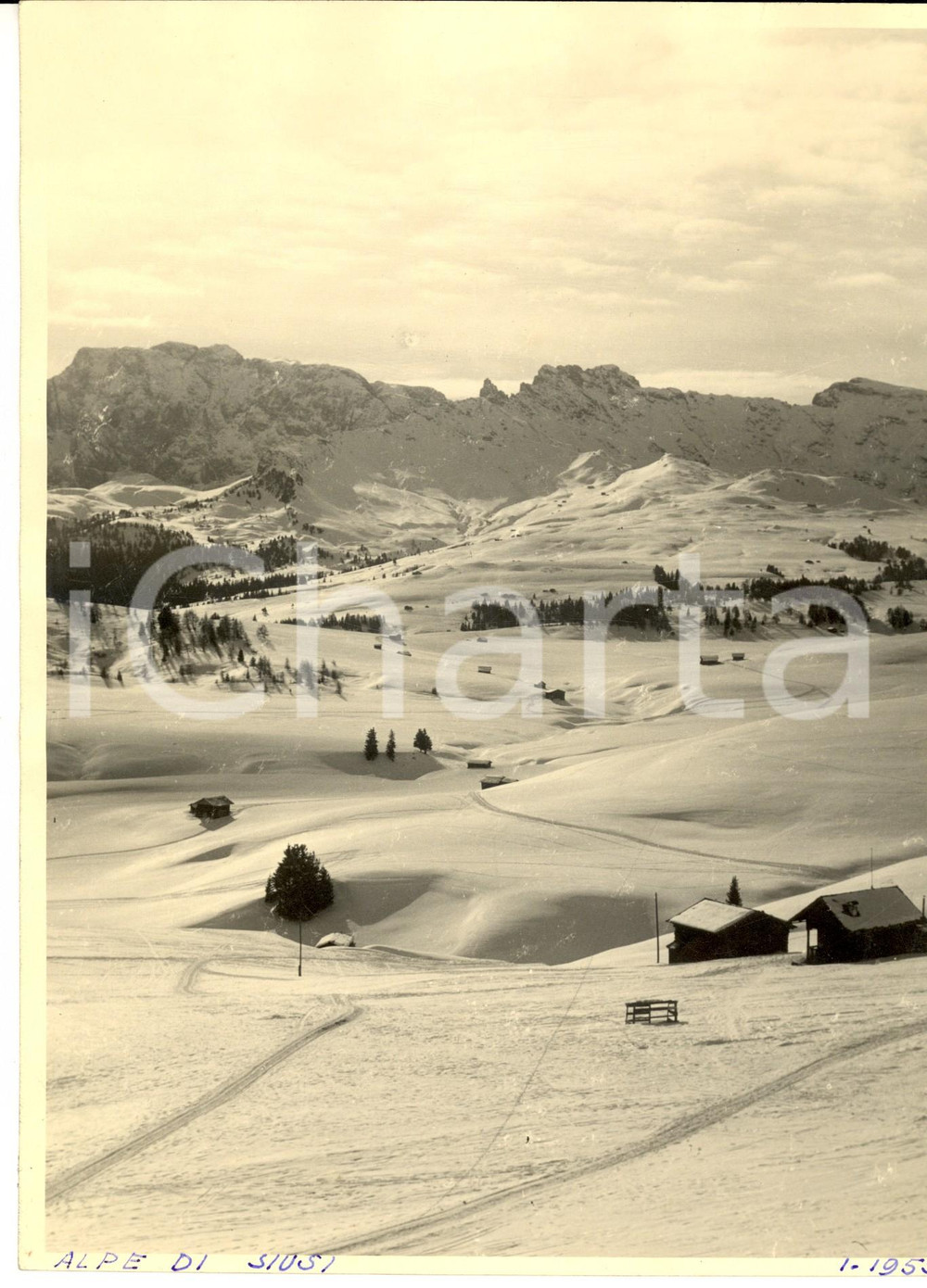 Fotografia d epoca originale 1955 ALPE DI SIUSI Un paesaggio innevato Fotografia ARTISTICA 24x18 cm 1