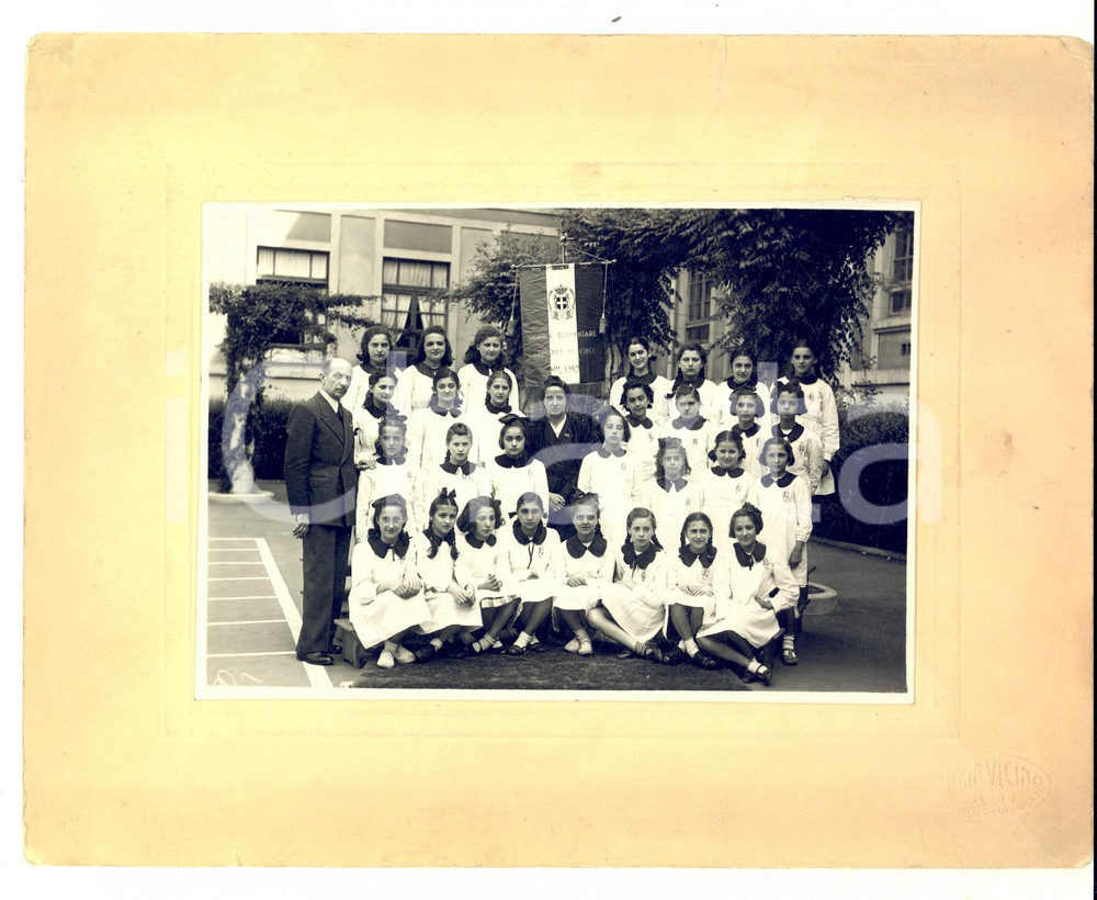 Fotografia d epoca originale 1940 MILANO Scuola elementare LEONARDO DA VINCI Classe femminile Foto 24x20 1