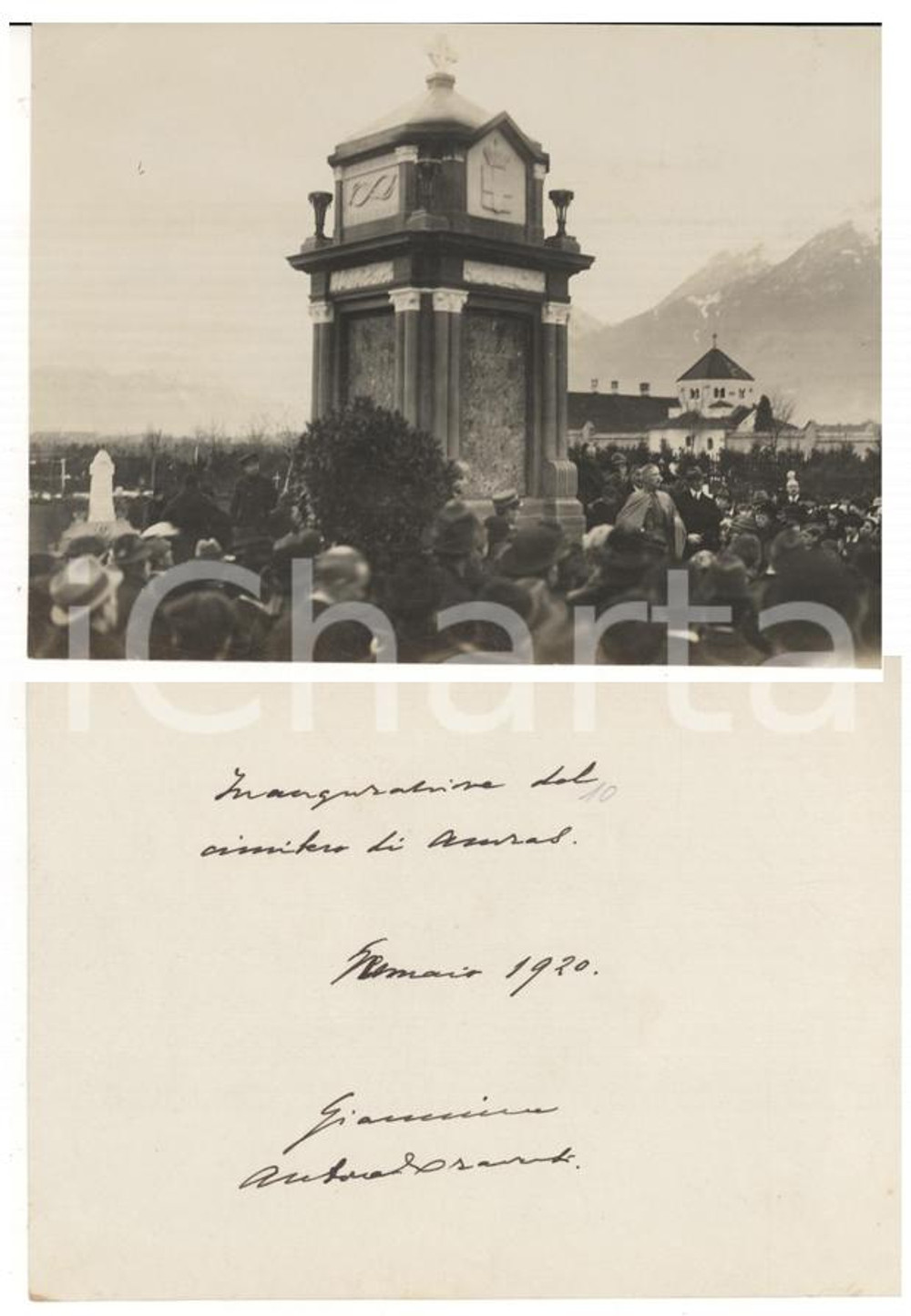 1920 AMRAS Giannino ANTONA TRAVERSI all'inaugurazione cimitero *Foto AUTOGRAFO