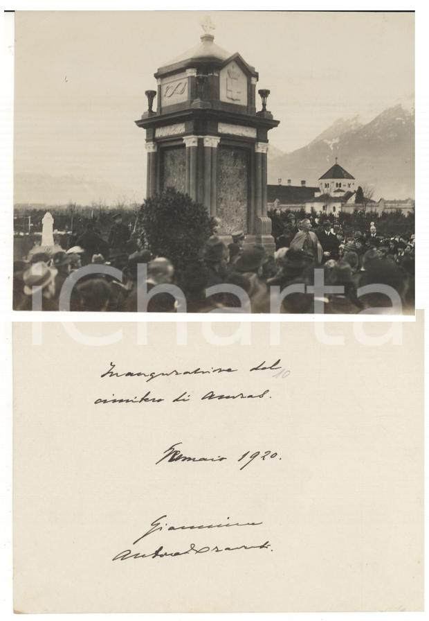 Fotografia d epoca originale 1920 AMRAS Giannino ANTONA TRAVERSI all inaugurazione cimitero Foto AUTOGRAFO 1