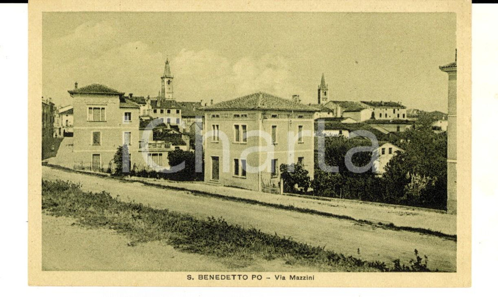 Cartolina originale da collezione 1943 SAN BENEDETTO PO MN Veduta di via MAZZINI Cartolina FP NV 1