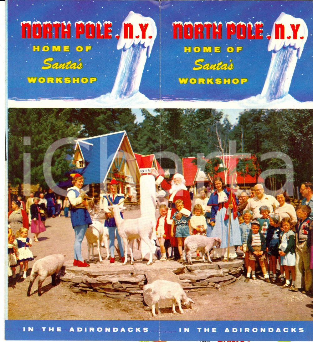 Materiale pubblicitario d’epoca 1970 ca NORTH POLE NEW YORK Home of SANTA S Pieghevole TURISMO VINTAGE 1
