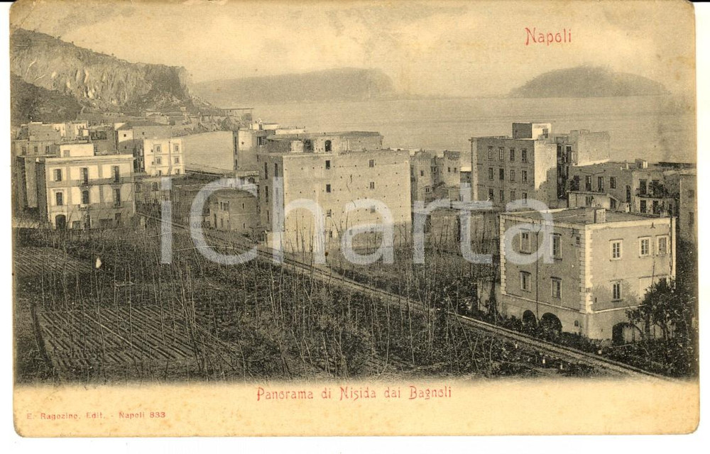 Cartolina originale da collezione 1908 NAPOLI Panorama di NISIDA dai BAGNOLI Cartolina postale FP VG 1