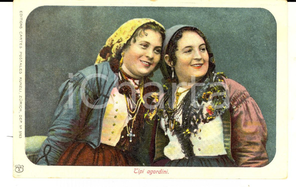 Cartolina originale da collezione 1900 ca COSTUMI BELLUNO Tipi agordini  Coppia di donne Cartolina postale FP NV 1