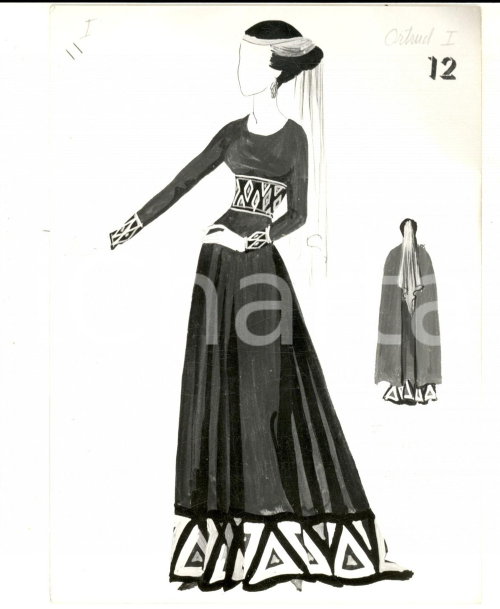 1955 ca MILANO TEATRO ALLA SCALA Bozzetto LOHENGRIN Ortrud - Foto PICCAGLIANI
