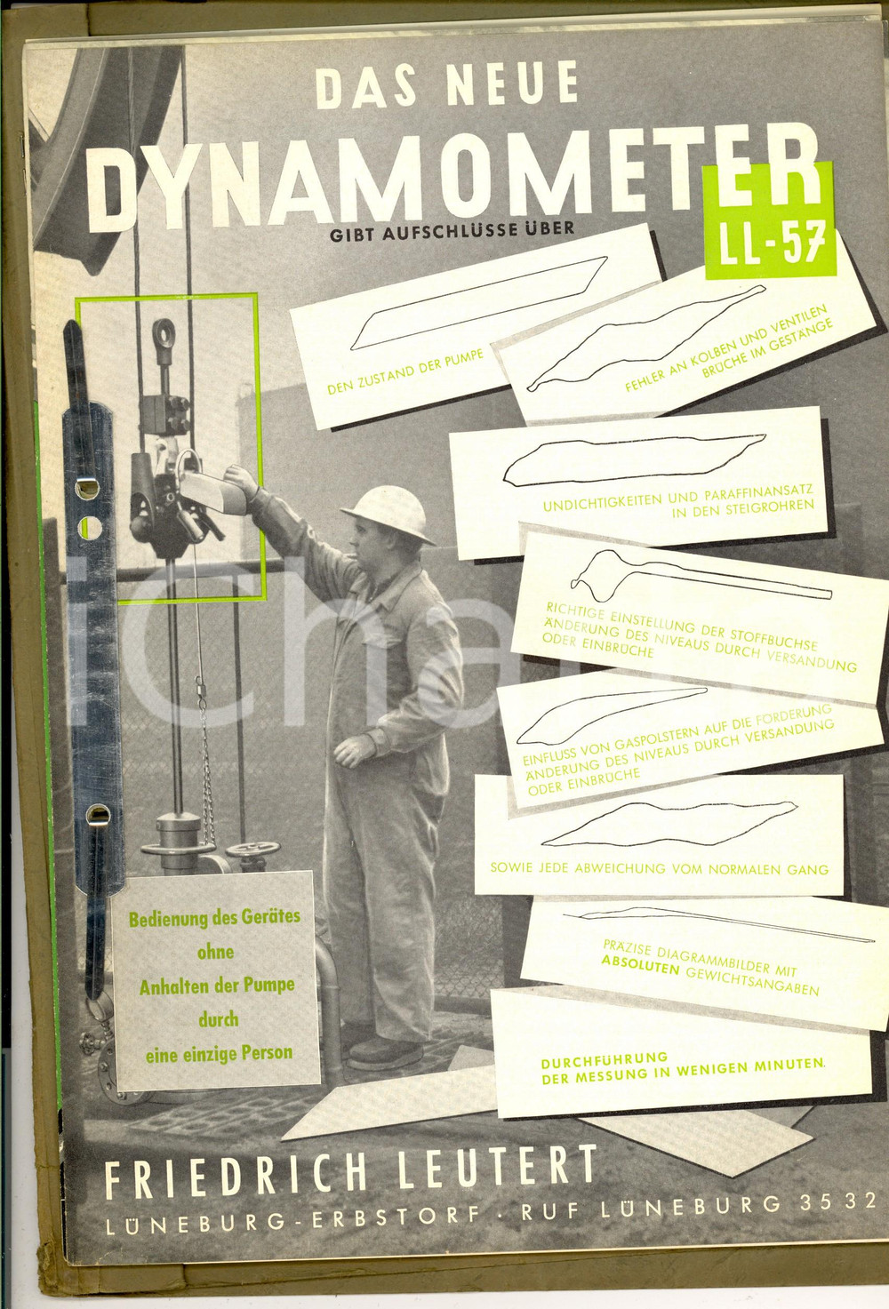 Materiale pubblicitario d’epoca 1957 LUNEBURG Friedrich LEUTERT Das neue dynamometer Catalogo ILLUSTRATO 1