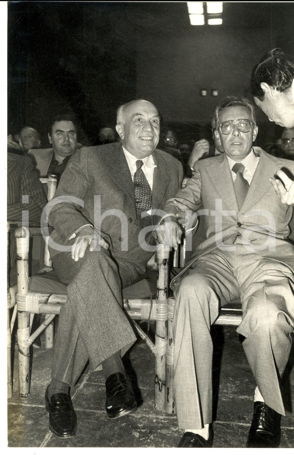 Fotografia d epoca originale 1970 ca FIUGGI Convegno DC  Amintore FANFANI e Arnaldo FORLANI Foto 18x29 1