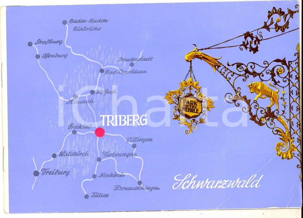 Materiale pubblicitario d’epoca 1958 TRIBERG Park Hotel WEHRLE Libretto pubblicitario ILLUSTRATO 1