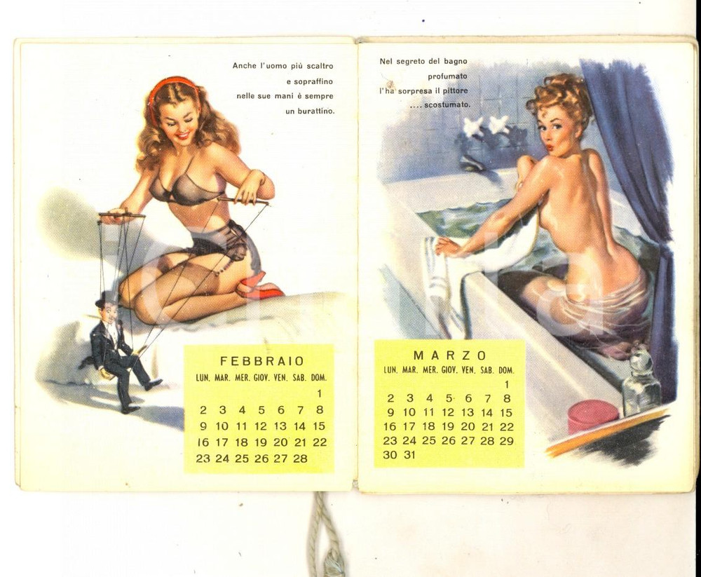 Oggetto da collezione cartaceo 1953 QUAL E  LA PIU  BELLA  Calendarietto EROTICO ILLUSTRATO Pinup 1