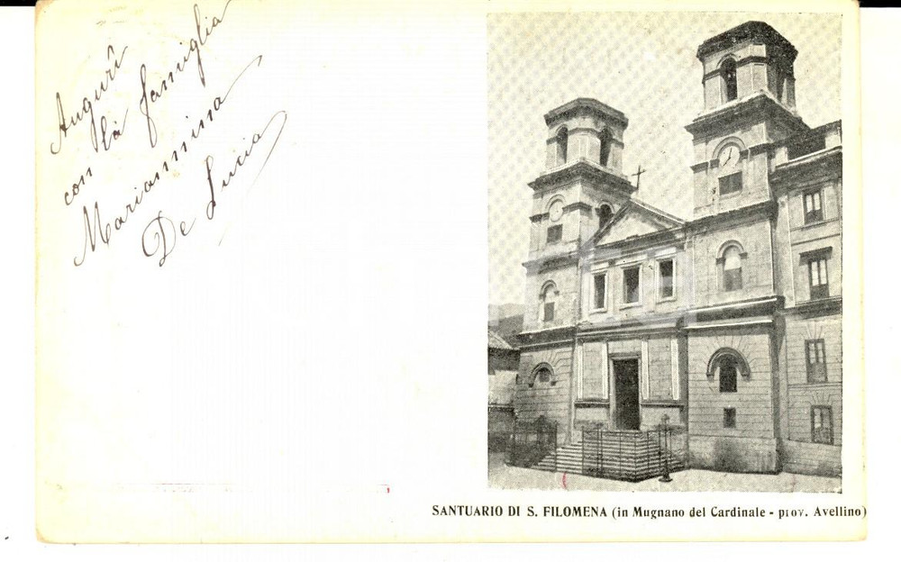 Cartolina originale da collezione 1905 MUGNANO DEL CARDINALE AV Santuario di S. FILOMENA Cartolina FP VG 1
