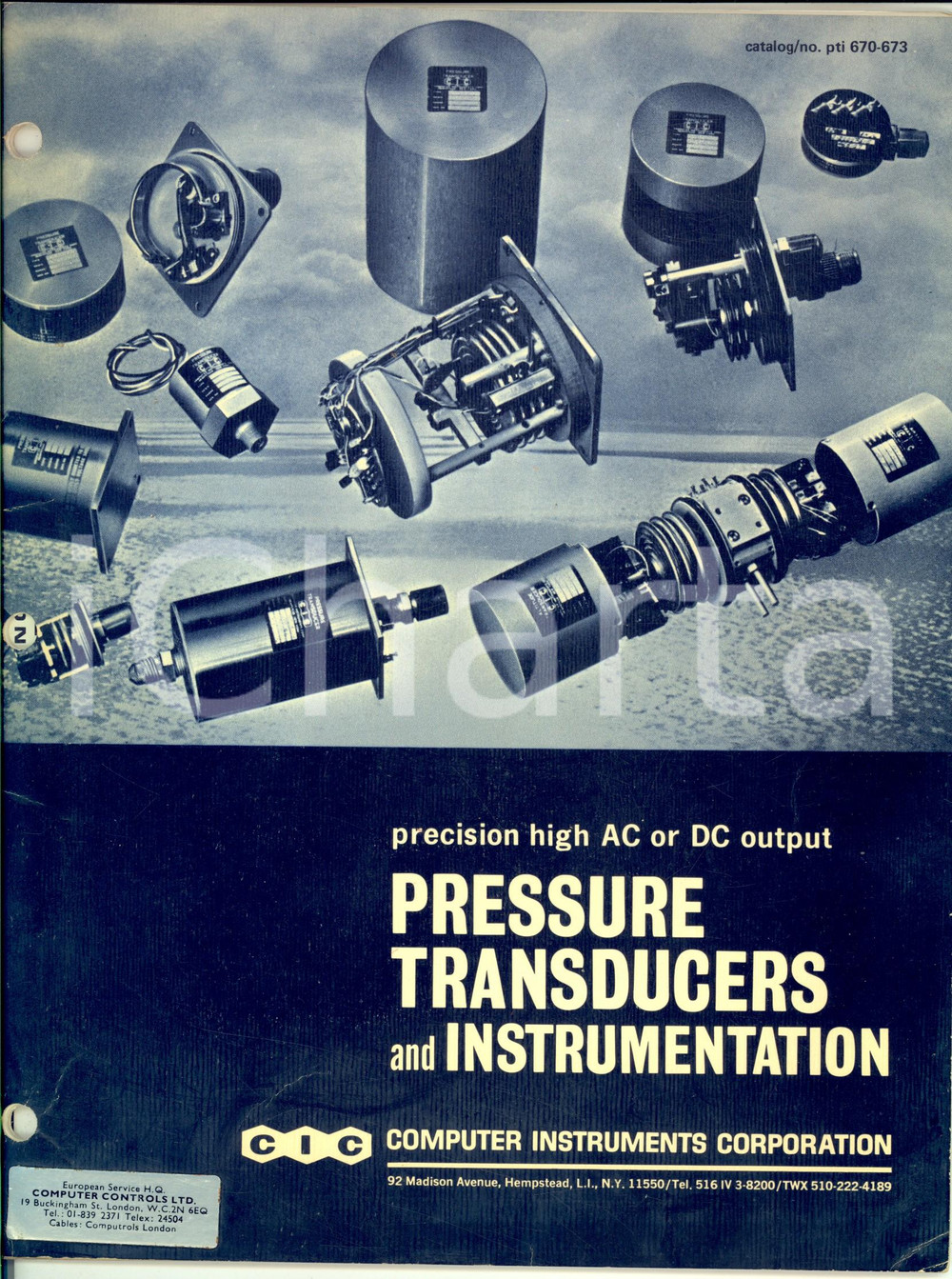 1980 ca HEMPSTEAD (NY) CIC Pressure transducers and instrumentation 32 pp. PAGINE: poor (fori da classificatore al margine sinistro, che attraversano tutta la pubblicazione)    originale e autentica 1