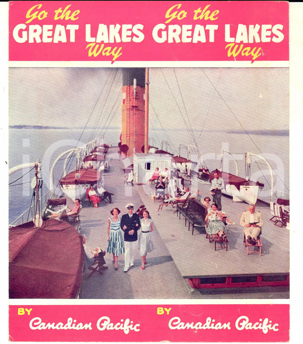 Materiale pubblicitario d’epoca 1960 ca CANADIAN PACIFIC To the Great Lakes way Pieghevole ILLUSTRATO VINTAGE 1