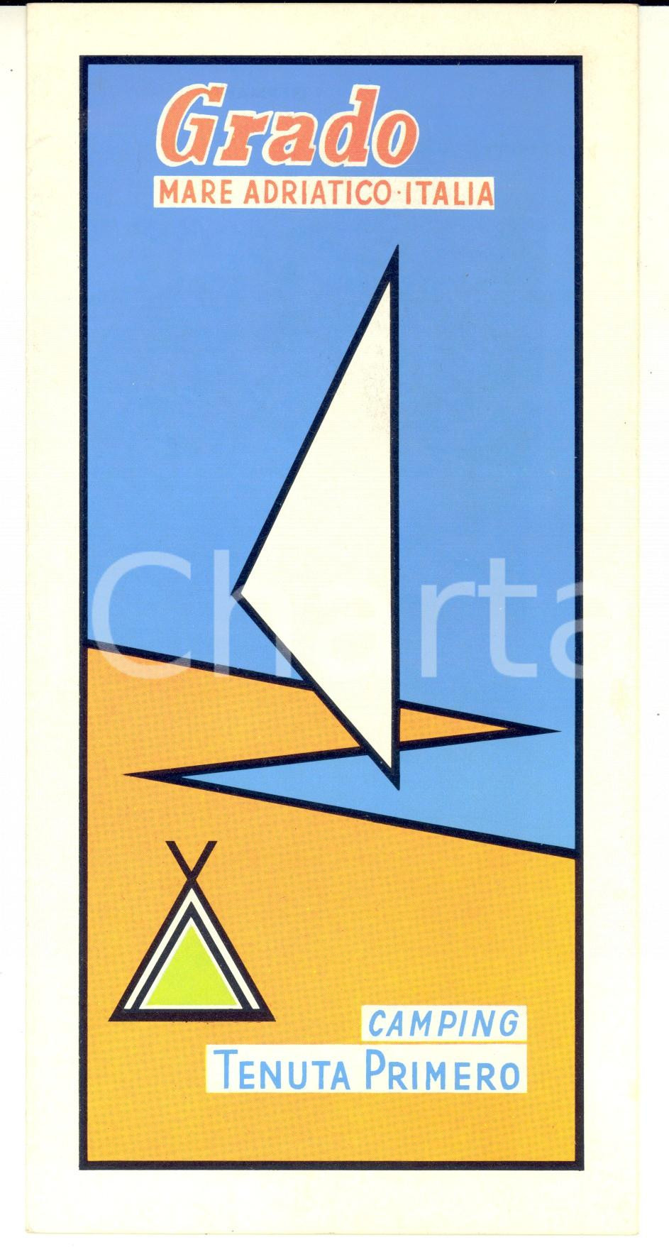 Materiale pubblicitario d’epoca 1970 ca GRADO GO Camping TENUTA PRIMERO Pieghevole TURISMO VINTAGE 1