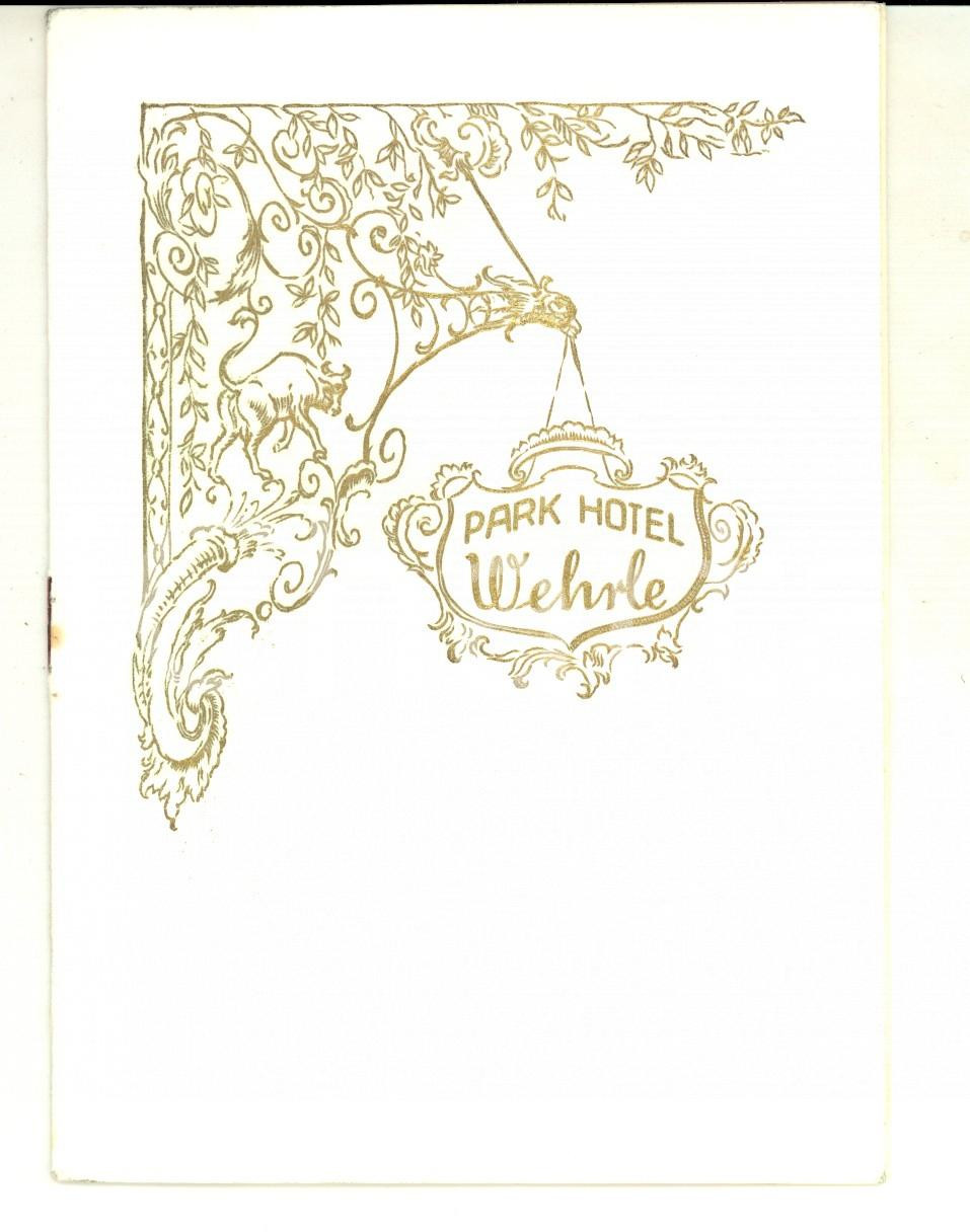 Materiale pubblicitario d’epoca 1965 TRIBERG GERMANY Park Hotel WEHRLE  Menù della domenica 1